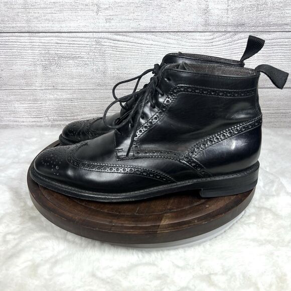 Sendra Leather Brogue Ankle Boots 10742 Sz 42 US 9 Black Dress Preppy Men Italy main image 10